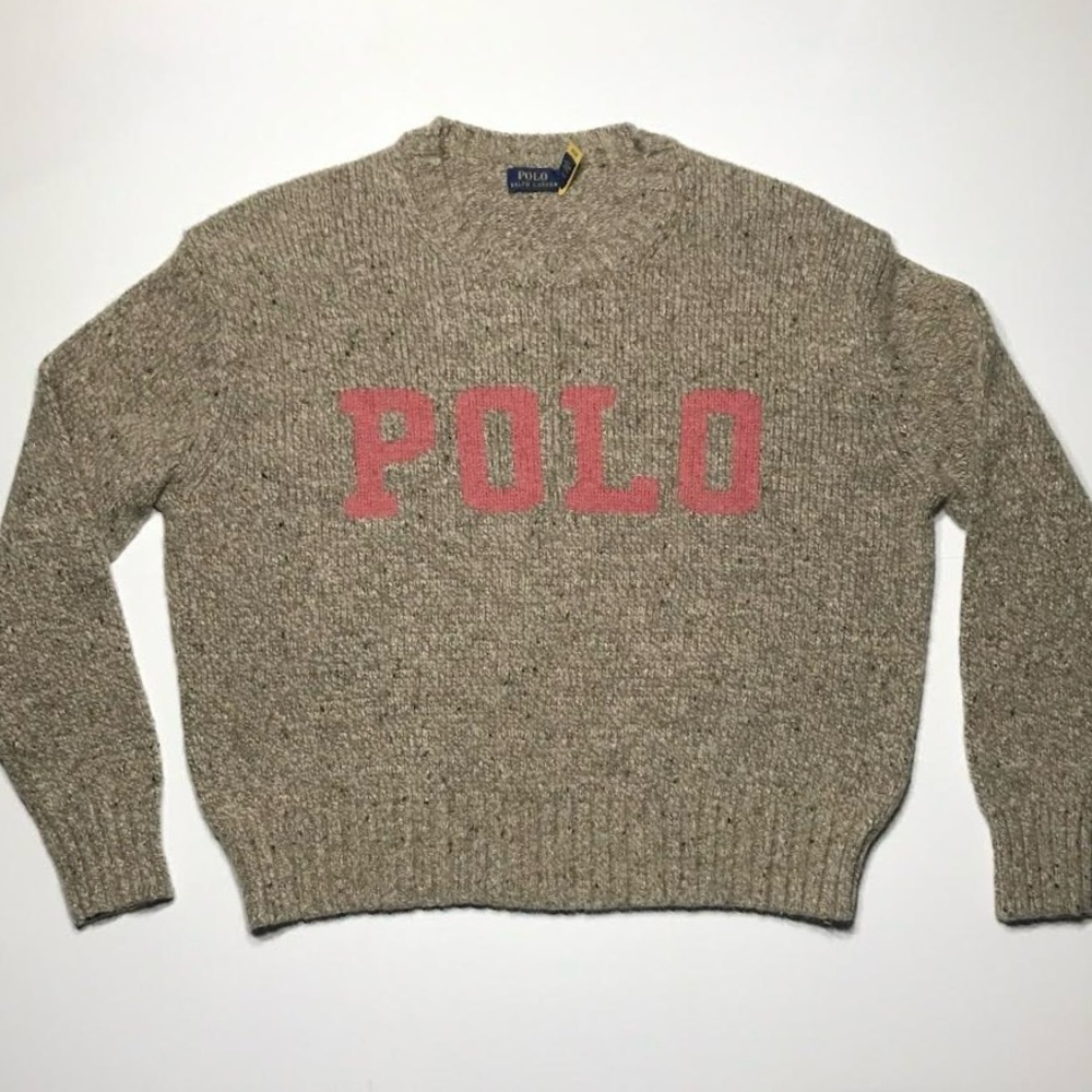 Polo by Ralph Lauren Tan Sweater with Pink Logo